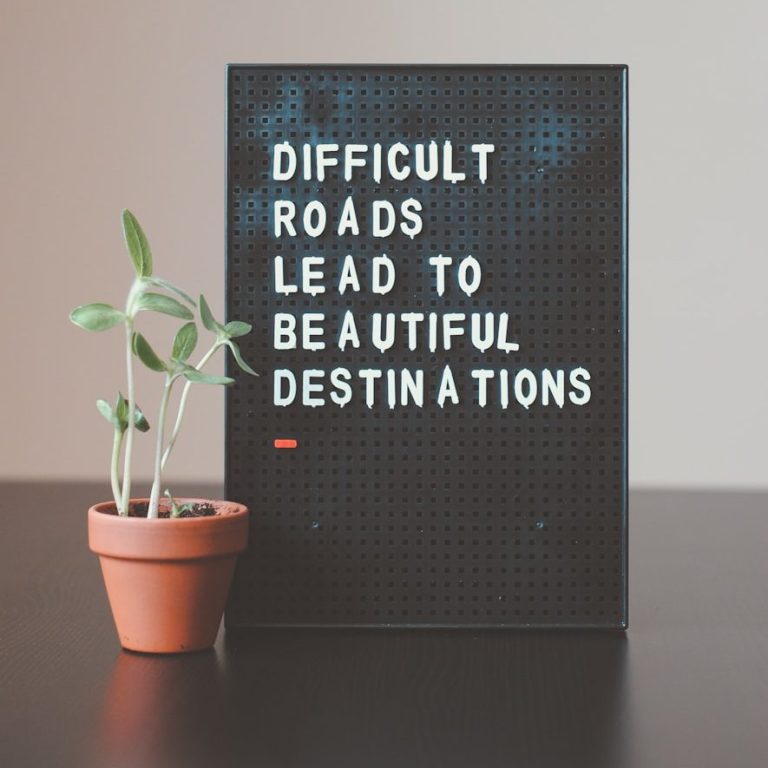 Motivationstafel mit Pflanze – Philosophie von MY UP Mental Coaching in Kelheim